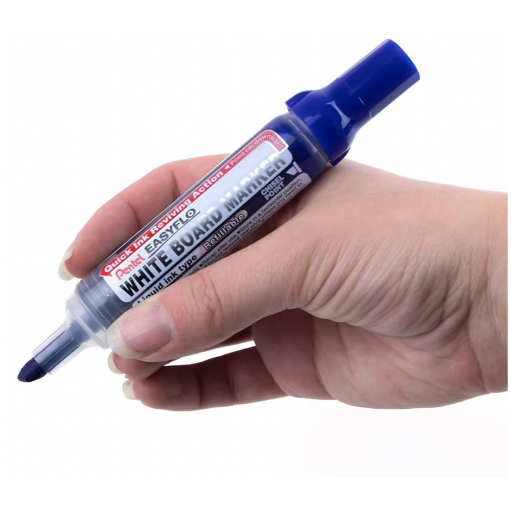 Pentel Easyflo Whiteboard-Marker Set – Mit 2 Stiften (schwarz/rot) & Radierer, Nachfüllbar & Trocken Abwischbar