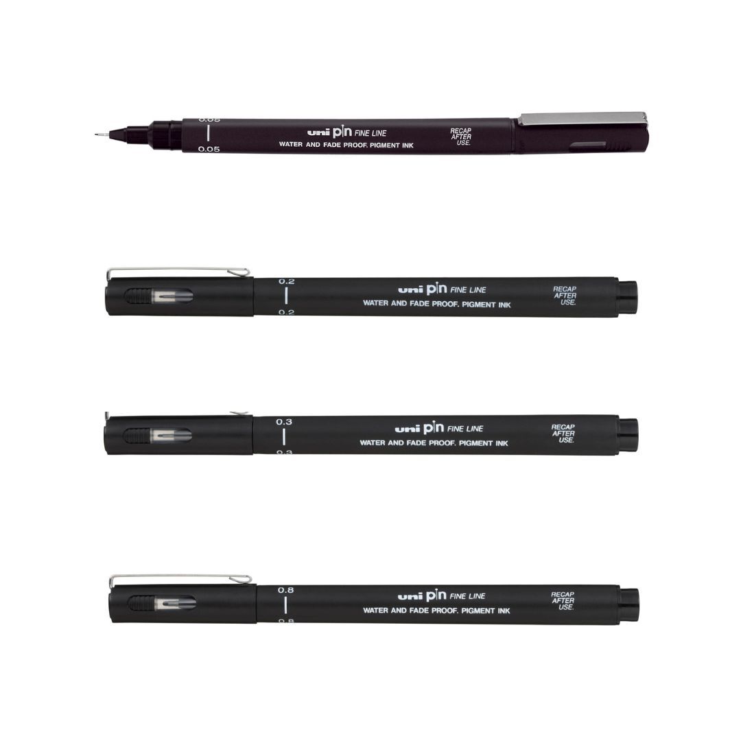 Uni Pin Black Fineliner Pens