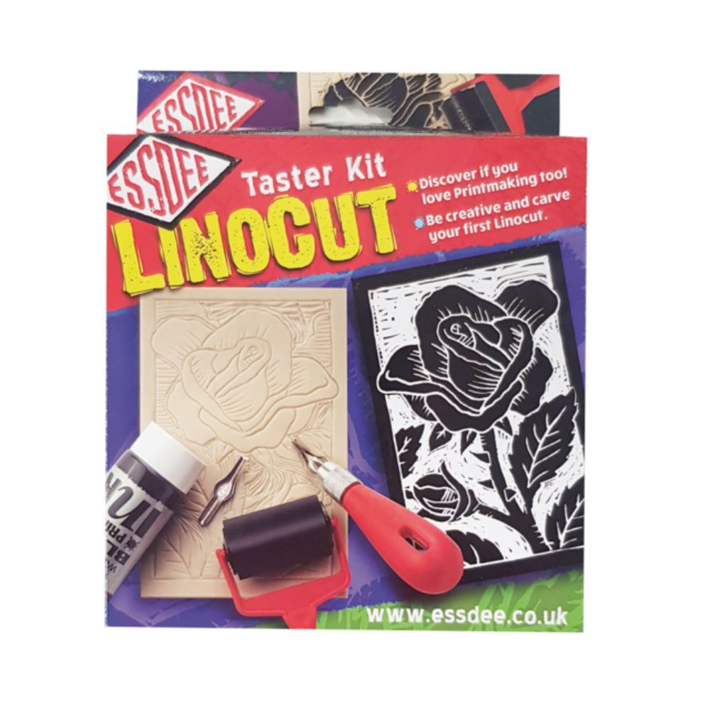 Linocut starter kit - tools, roller, ink, lino