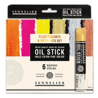Sennelier Oil Stick 38ml Set 6 Fluorescents and Metallics 