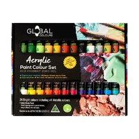 Global Acrylic Paint Colour Set 24 36ml Tubes