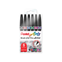 Pentel Ultra Fine Brush Pen Set 6 