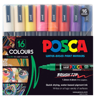 Posca Marker PC5BR Brush Tip Set 16 Assorted