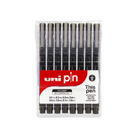 Uni Pin Fineliner Black Set 8 Assorted