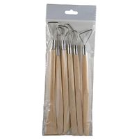 Pottery Tool Set 6 Wood & Wire Ends