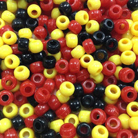 Pony Beads Pack Red Yellow Black 250g
