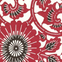 Katazome Paper A4 KA012 Black and Red Blooms