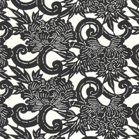 Katazome Paper A4 KA032 Black Pattern and Blossom