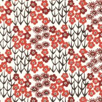 Katazome Paper A4 KA071 Red Blossoms and Trees