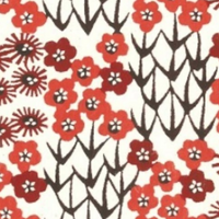 Katazome Paper A4 KA071 Red Blossoms and Trees