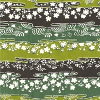 Katazome Paper A4 KA161 Green and Black tone river pattern 
