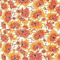 Katazome Paper A4 KA193 Orange and Yellow Flowers on White