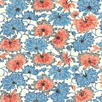 Katazome Paper A4 KA194 Red and Blue Flowers on White