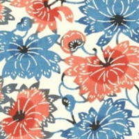 Katazome Paper A4 KA194 Red and Blue Flowers on White