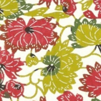 Katazome Paper A4 KA195 Red and Green Flowers on White