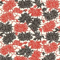 Katazome Paper A4 KA196 Red and Black Flowers on White