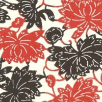 Katazome Paper A4 KA196 Red and Black Flowers on White