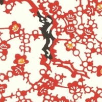 Katazome Paper A4 KA302 Red Cherry Blossom Pattern