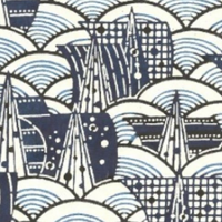 Katazome Paper A4 KA311 Blue Sails on White