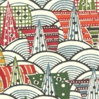 Katazome Paper A4 KA313 Orange and Brown Sails