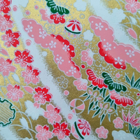 Chiyogami Paper A4 CH Pink Flowers with Temari Balls CLEARANCE