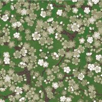 Yusen Chiyogami Paper A4 CH0810 White Blossoms on Golden Green