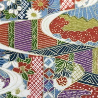 Yusen Chiyogami Paper A4 CH13 Fans Geometric Blue Prints