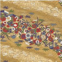 Yusen Chiyogami Paper A4 CH3229 Flowers and Leaves on Gold