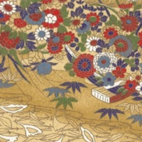 Chiyogami Paper A4 CH3229 Flowers and Leaves on Gold