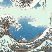Yusen Chiyogami Paper A4 CH3372 The Great Wave Blue Hokusai