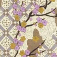 Chiyogami Paper A4 CH5379 Lilac Blossoms on Beige