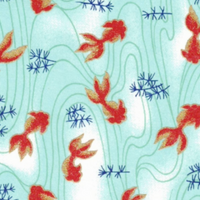 Chiyogami Paper A4 CH6512 Red Goldfish on White and Light Blue 