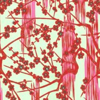 Yusen Chiyogami Paper A4 CH7255 Red Blossoms on Light Blue