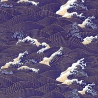 Yusen Chiyogami Paper A4 CH7535 Gold Navy Waves