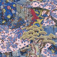 Yusen Chiyogami Paper A4 CH8194 Kimono Blossoms on Light Pink