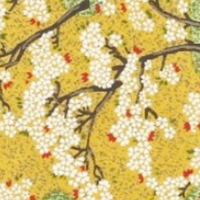 Chiyogami Paper A4 CH8225 Red Birds in Trees on Fawn