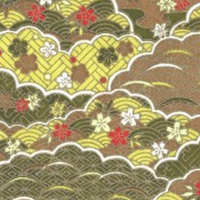 Chiyogami Paper A4 CH9276 Green Floral Clouds