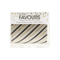 Paper Ribbon Roll 6cmx10m Black & Gold Diagonal 