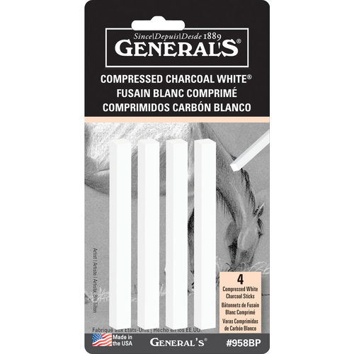 Generals #958-BP Compressed Charcoal Stick Set 4 White 